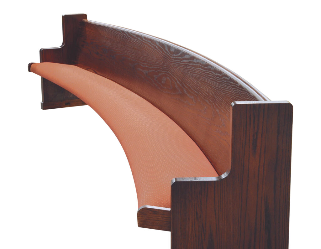 Upholstered Seat and Wood Back Curved Pew PLACEHOLDER