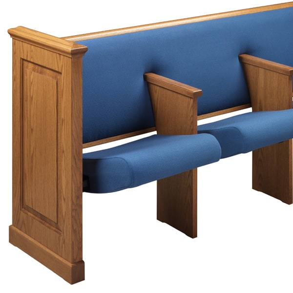 Upholstered Seat & Back Duet with Blue Fabric