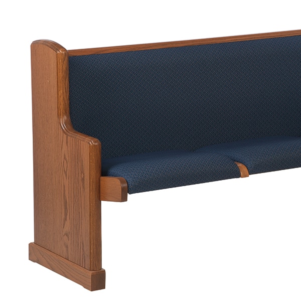 Definity fully upholstered pews from Sauder Worship Seating
