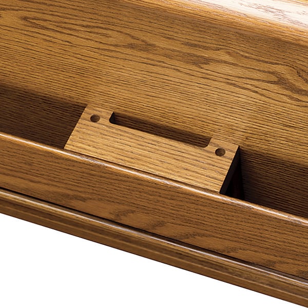 Wood Pencil Card Holder on Back of Pew