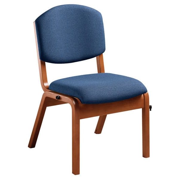Three Quarter View of PlyLok Fully Upholstered Side Chair with Blue Fabric