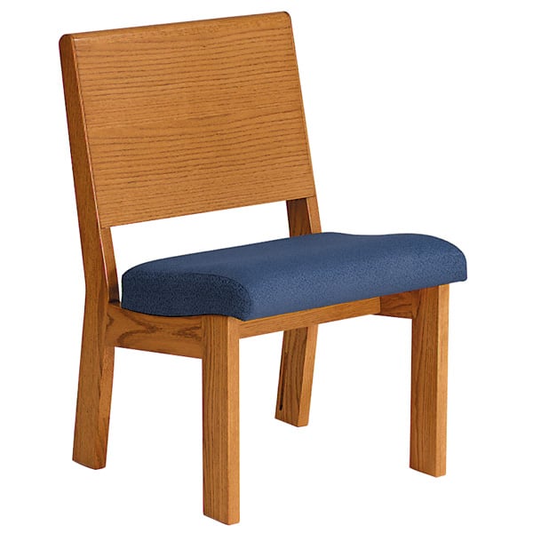 Three Quarter View Unity Chair with Upholstered Seat and Wood Back