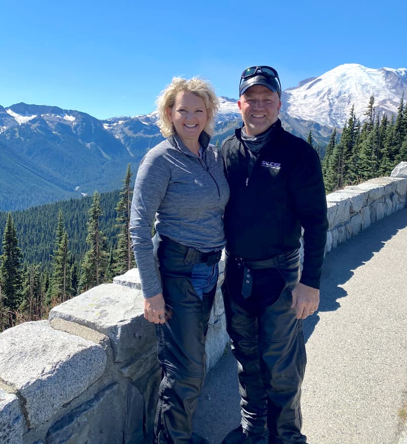 Duane Miller, sales consultant for Sauder Worship Seating and wife Yvonne on a road trip.