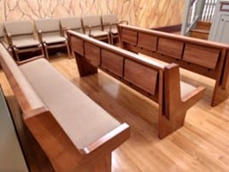 Sauder Worship Seating Pews and Chairs inside historic synagogue Stanton Street Shul in lower Manhattan.