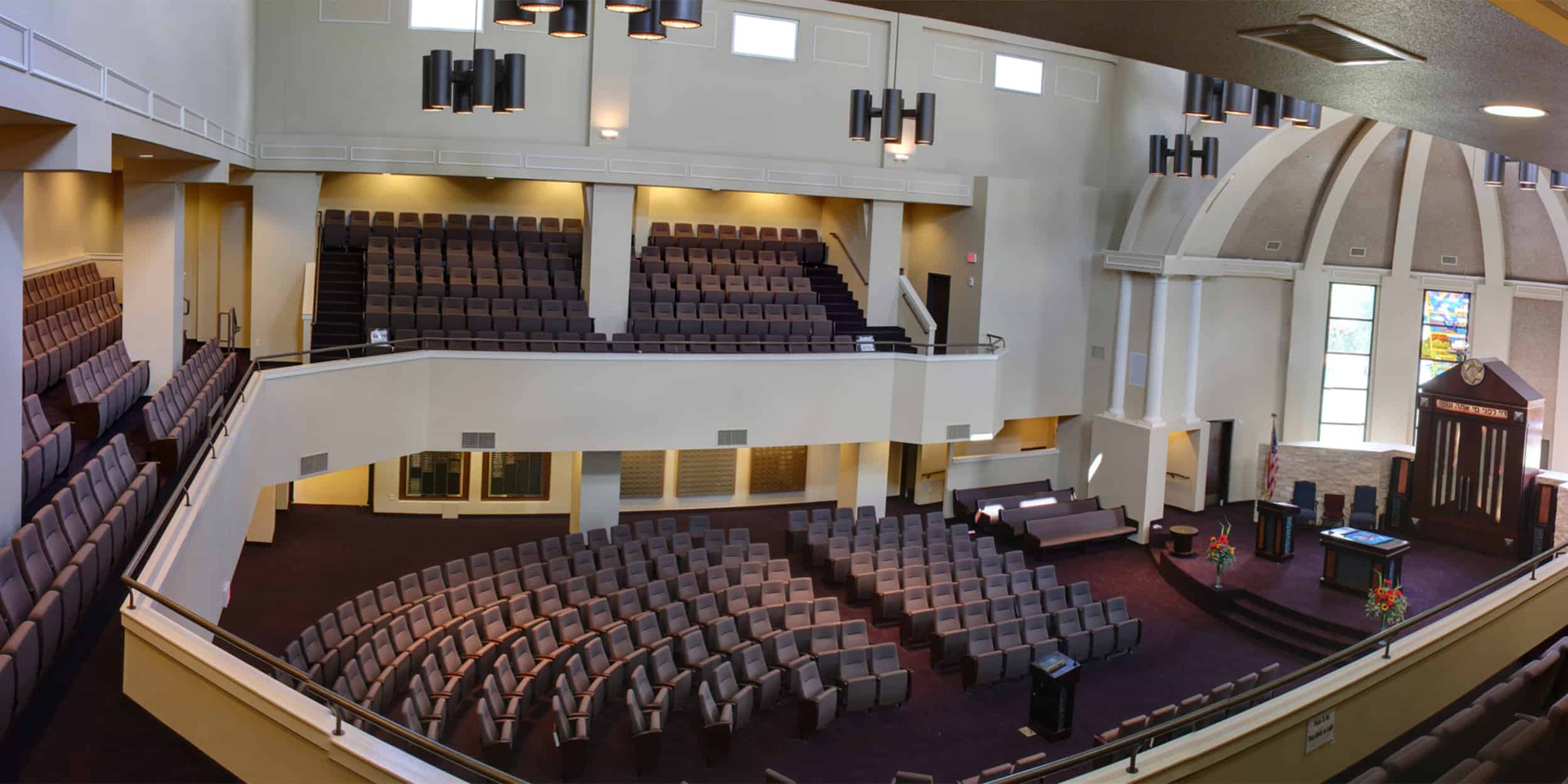 Inside of Synagogue with auditorium seats from Sauder Worship