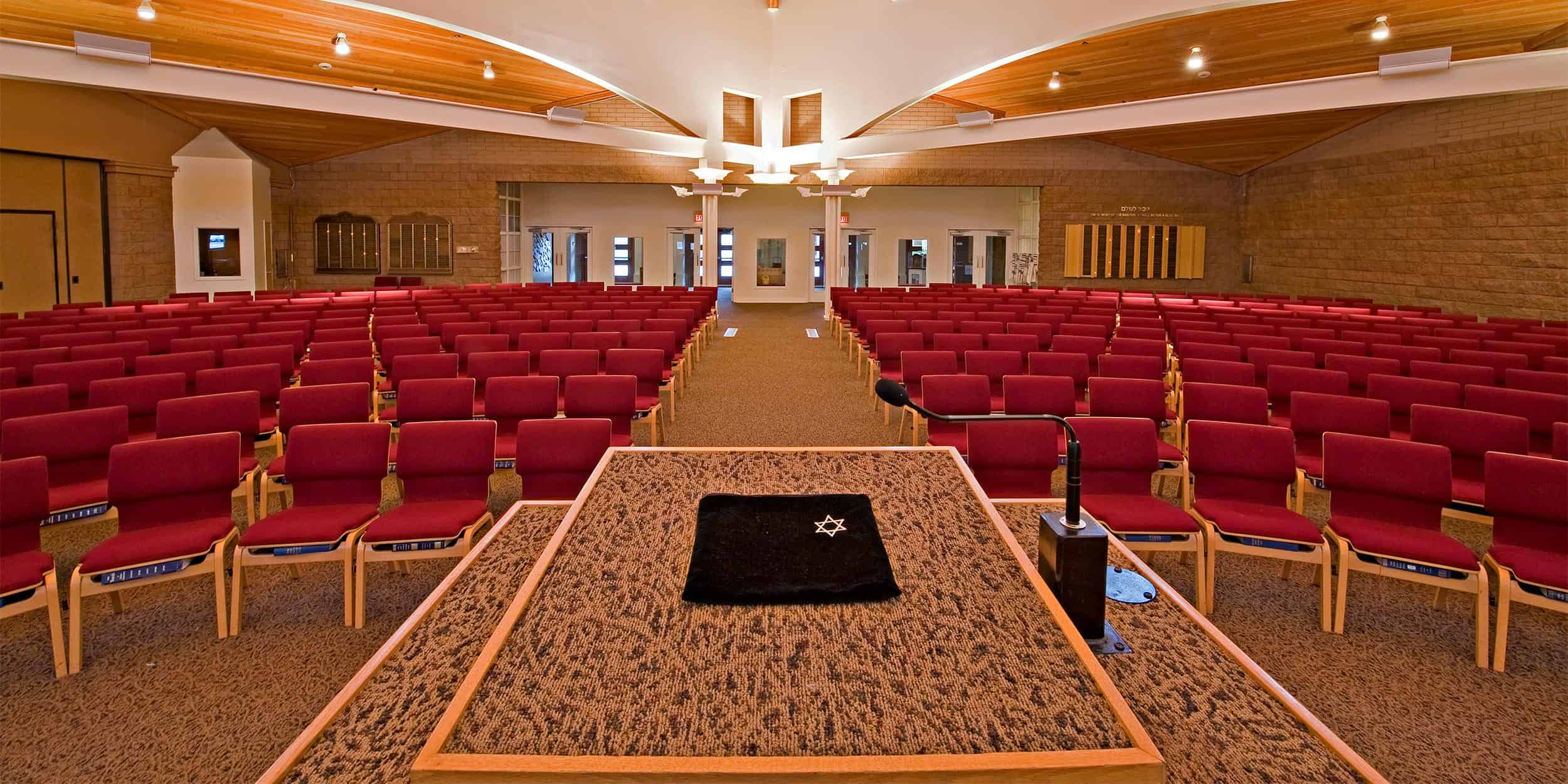 Sauder Worship Vantage Wood Worship Chairs in Synagogue