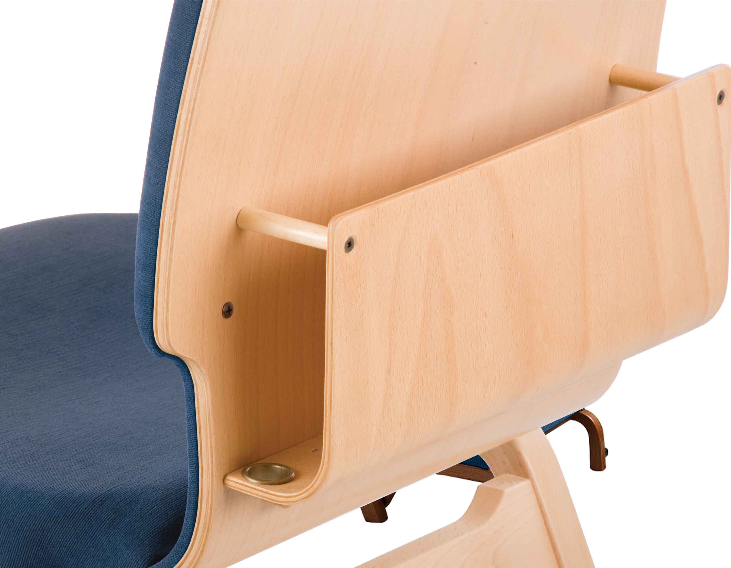 Back Mounted Bookrack with Communion Cup Holders on the back of a Vantage Worship Chair. Back Mounted Bookrack with Communion Cup Holders on the back of a Vantage Worship Chair.