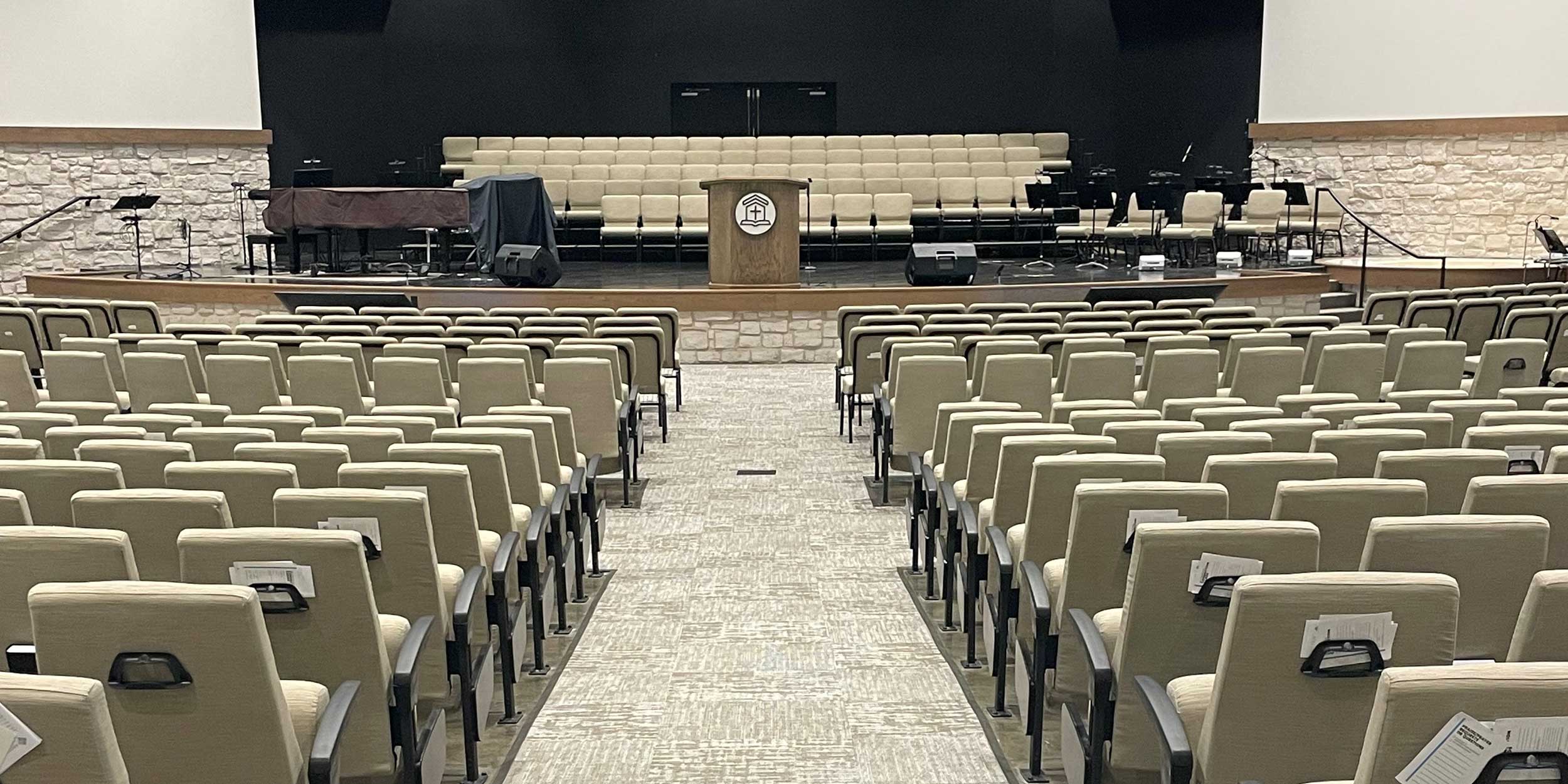 Auditorium Seating inside of Church from Sauder Worship Seating