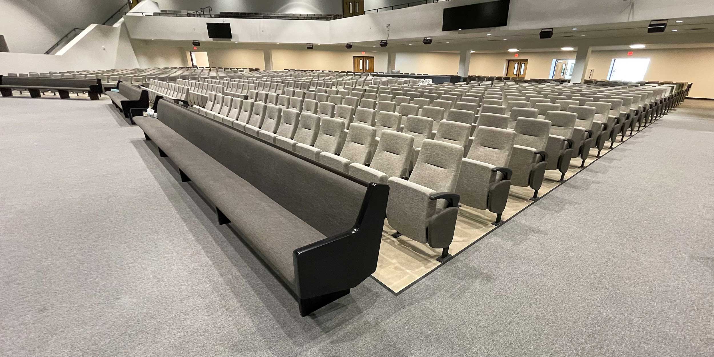 Front pew with auditorium seats from Sauder Worship