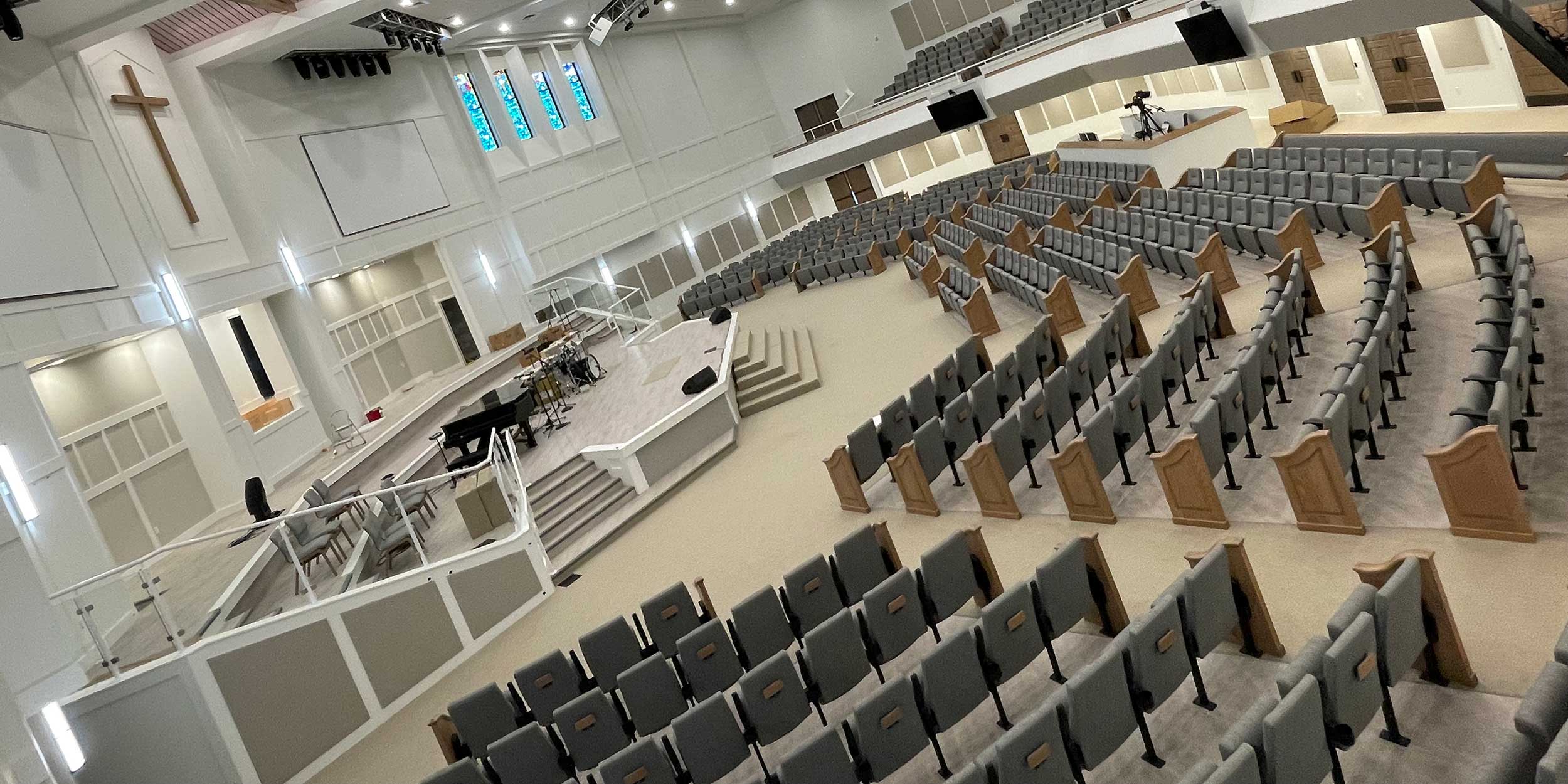 Theater Seating in church from Sauder Worship Seating
